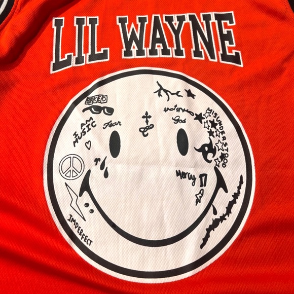 2022 Young Money Merchandising Lil Wayne Smiley Face #8 Rap Basketball Jersey L - Picture 4 of 5